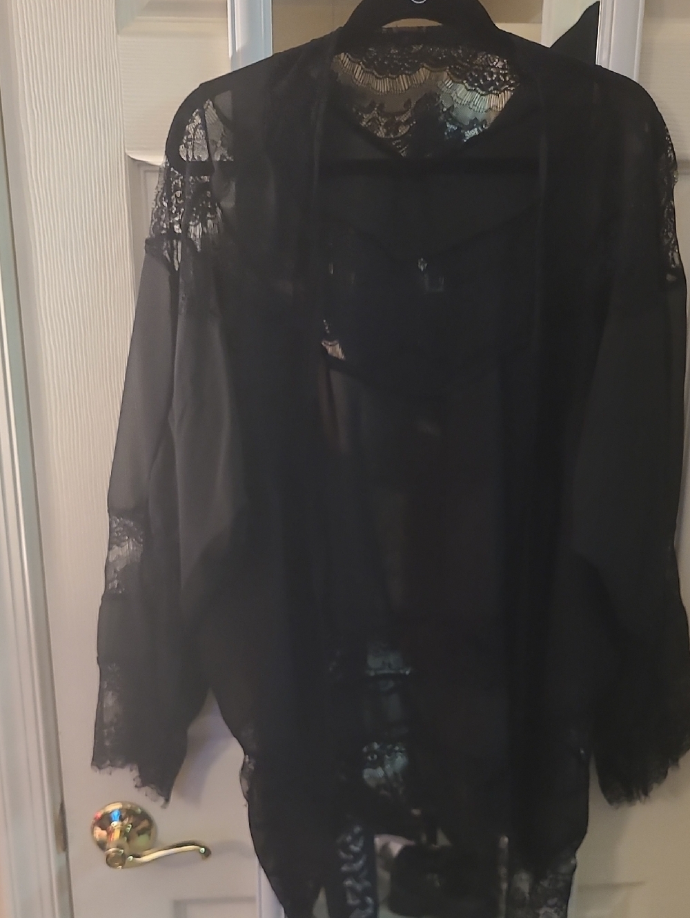Black Sheer Lace Kimono Cover-Up